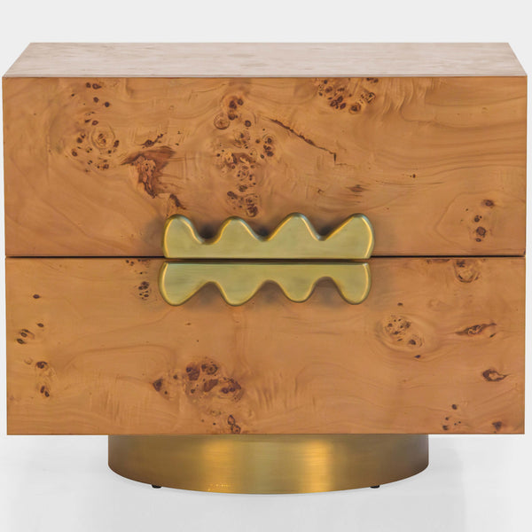 Home Fashion Wavefront Burl Nightstand Natural