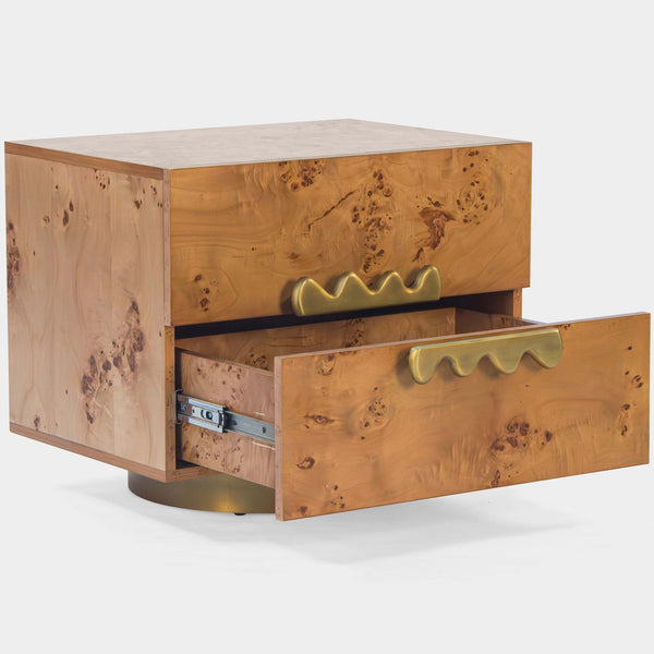 Home Fashion Wavefront Burl Nightstand Natural