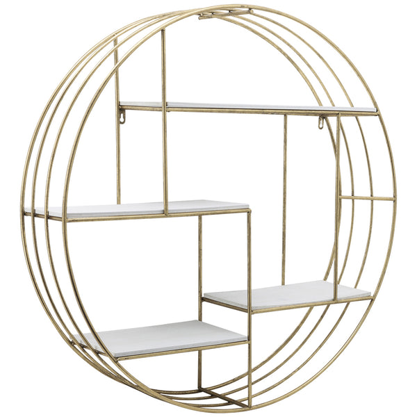 Home Fashion Wood/Metal Wall Shelf Gold