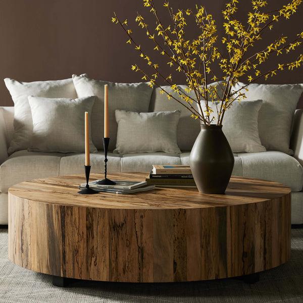 Home Fashion Hudson Large Round Coffee Table Spalted Primavera By Four Hands