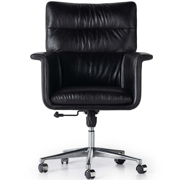 Home Fashion Humphrey Leather Desk Chair Sonoma Black By Four Hands