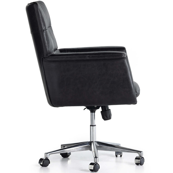 Home Fashion Humphrey Leather Desk Chair Sonoma Black By Four Hands