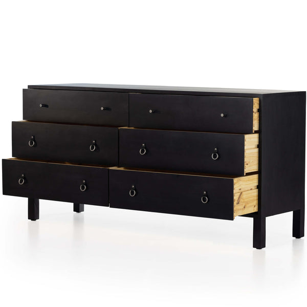 Home Fashion Isador 6 Drawer Dresser Black Wash Poplar By Four Hands