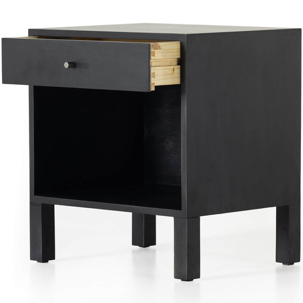 Home Fashion Isador Nightstand Black Wash Poplar By Four Hands