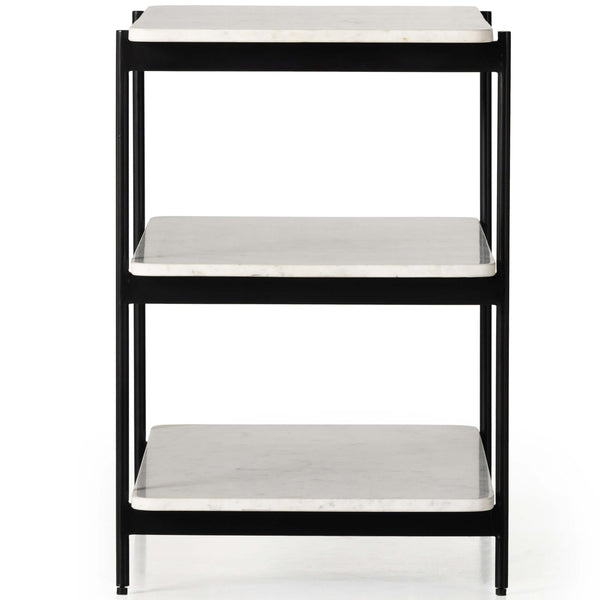 Home Fashion Jasper Nightstand Matte Black Iron/ White Marble