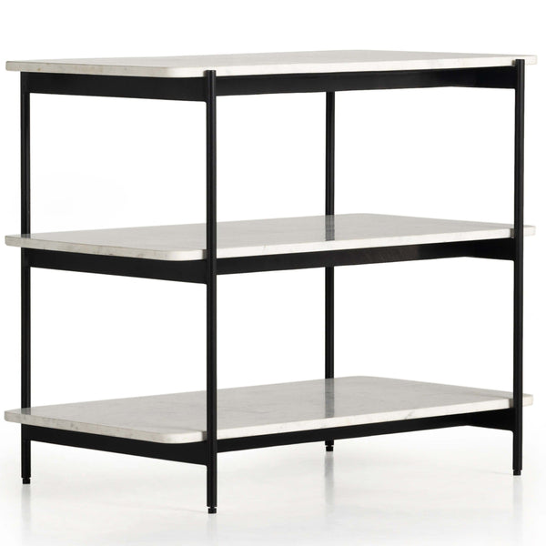 home fashion Jasper Nightstand Matte Black Iron/ White Marble