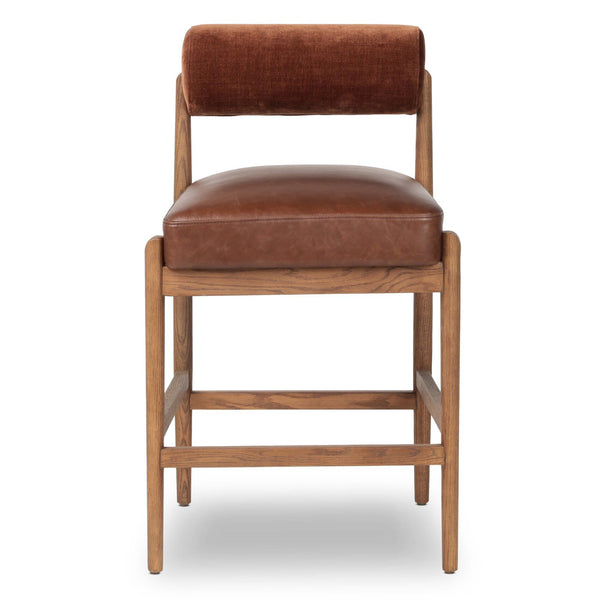 Home Fashion Jazelle Leather Bar & Counter Stool Altair Sienna/Havana Brown By Four Hands