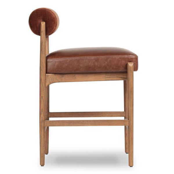 Home Fashion Jazelle Leather Bar & Counter Stool Altair Sienna/Havana Brown By Four Hands