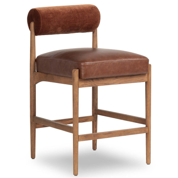 home fashion Jazelle Leather Bar & Counter Stool Altair Sienna/Havana Brown by Four Hands