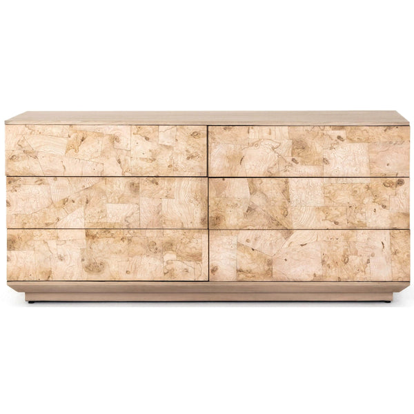 Home Fashion Journey 6 Drawer Dresser Bleached Burl By Four Hands