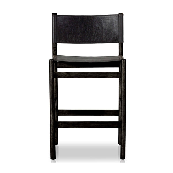 Home Fashion Kena Leather Bar & Counter Stool Sonoma Black/Charcoal By Four Hands