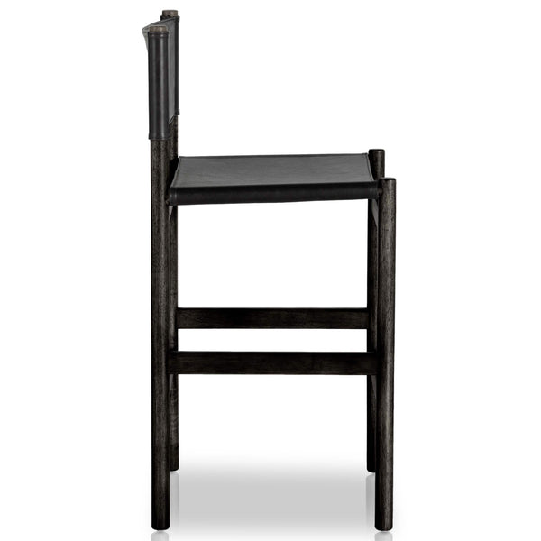 Home Fashion Kena Leather Bar & Counter Stool Sonoma Black/Charcoal By Four Hands