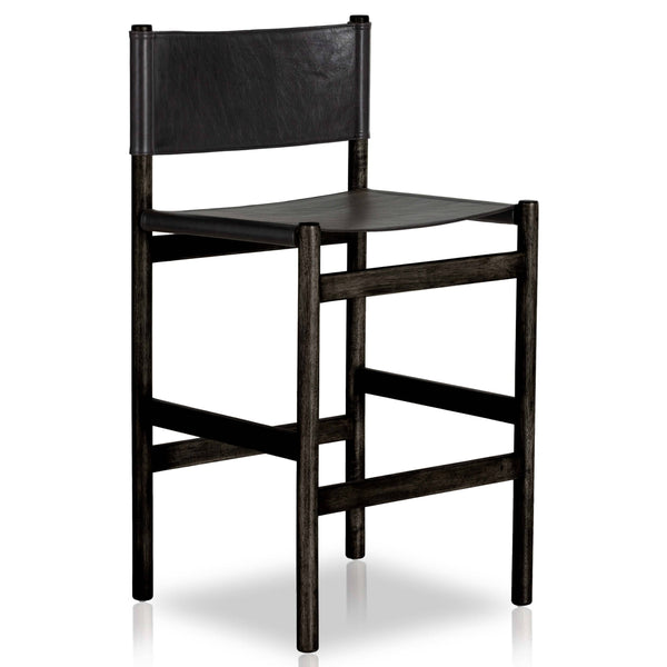 home fashion Kena Leather Bar & Counter Stool Sonoma Black/Charcoal by Four Hands