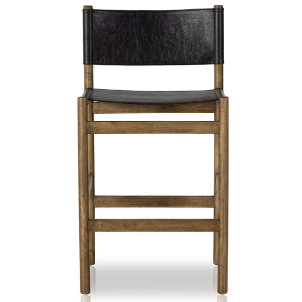 Home Fashion Kena Leather Bar & Counter Stool Sonoma Black/Natural By Four Hands