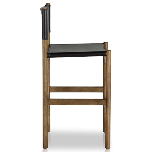 Home Fashion Kena Leather Bar & Counter Stool Sonoma Black/Natural By Four Hands