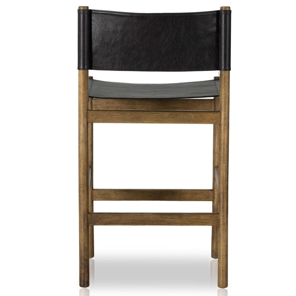Home Fashion Kena Leather Bar & Counter Stool Sonoma Black/Natural By Four Hands
