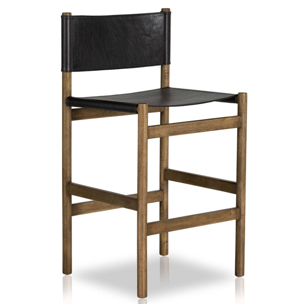 home fashion Kena Leather Bar & Counter Stool Sonoma Black/Natural by Four Hands