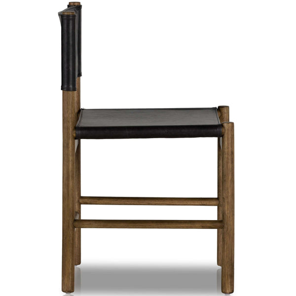 Home Fashion Kena Leather Dining Chair Sonoma Black/Vintage Natural Set Of 2 By Four Hands
