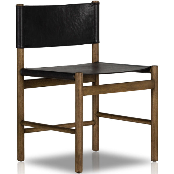 home fashion Kena Leather Dining Chair Sonoma Black/Vintage Natural Set of 2 by Four Hands