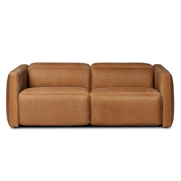 home fashion Kenlee Leather Power Recliner 2 Piece Sectional Palermo Cognac by Four Hands