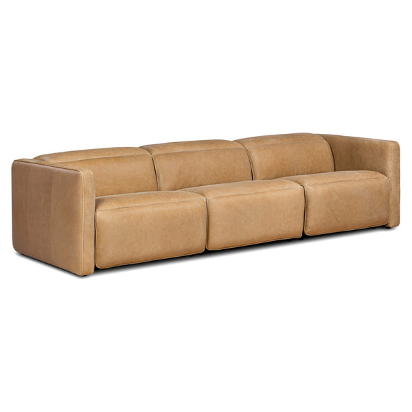 Home Fashion Kenlee Leather Power Recliner 3 Piece Sectional Palermo Cognac By Four Hands