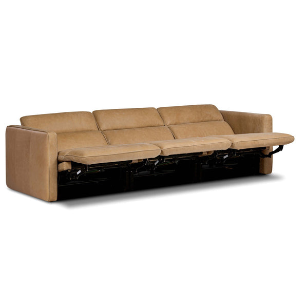 Home Fashion Kenlee Leather Power Recliner 3 Piece Sectional Palermo Cognac By Four Hands