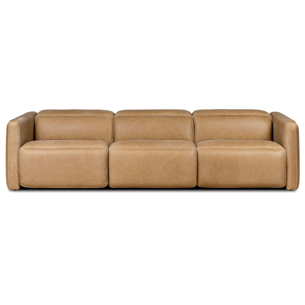 home fashion Kenlee Leather Power Recliner 3 Piece Sectional Palermo Cognac by Four Hands