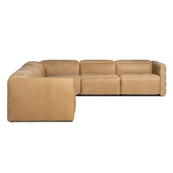 Home Fashion Kenlee Leather Power Recliner 5 Piece Sectional Palermo Cognac By Four Hands