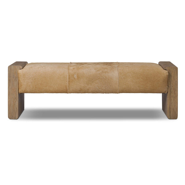 Home Fashion Knox Leather Bench Light Hair On Hide By Four Hands