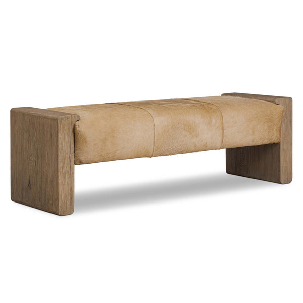 home fashion Knox Leather Bench Light Hair on Hide by Four Hands