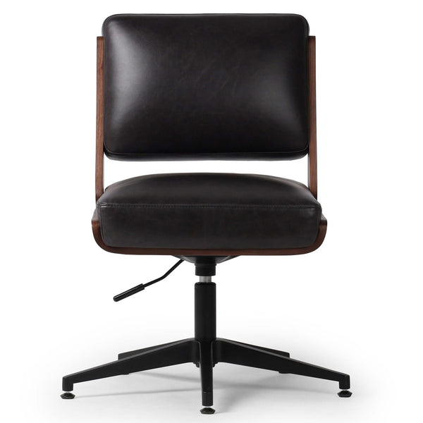 Home Fashion Landon Leather Desk Chair Sonoma Black By Four Hands