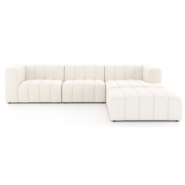 Home Fashion Langham Channeled 3-Piece Sectional W/Ottoman Fayette Cloud By Four Hands