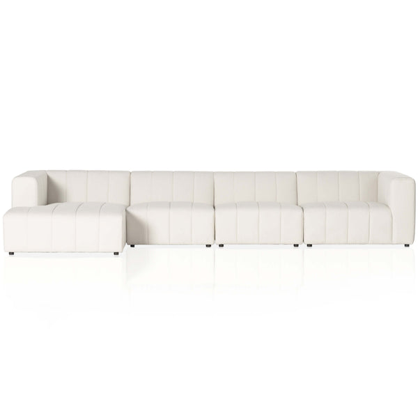 Home Fashion Langham Channeled 4 Piece Sectional Fayette Cloud By Four Hands