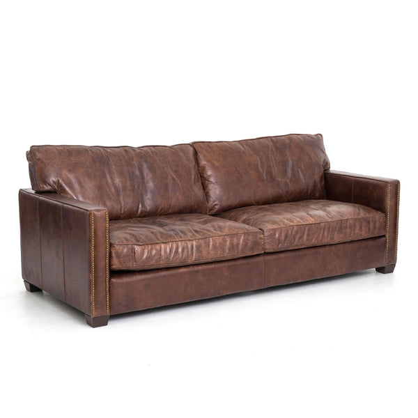Home Fashion Larkin 88" Leather Sofa Cigar By Four Hands