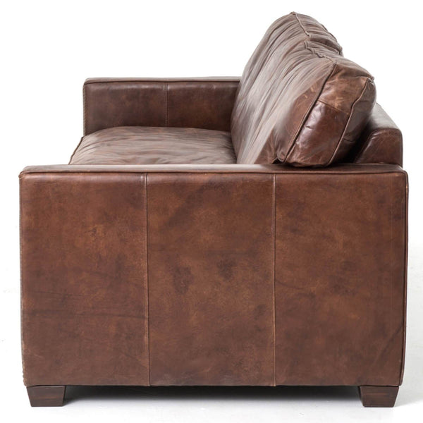 Home Fashion Larkin 88" Leather Sofa Cigar By Four Hands