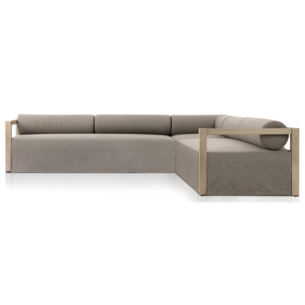 Home Fashion Laskin 3 Piece Outdoor Sectional Alessi Fawn/Washed Brown By Four Hands