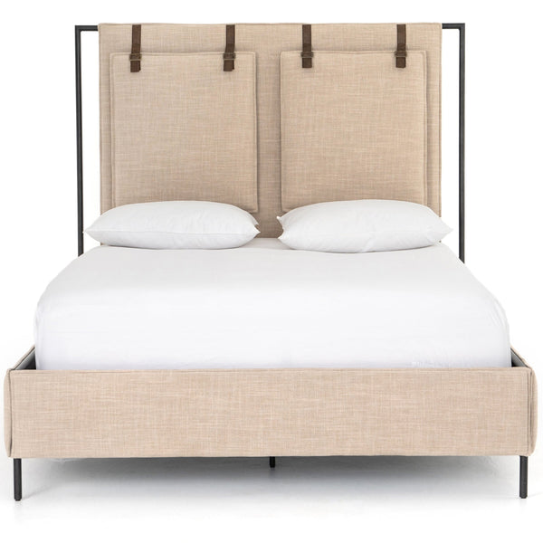 Home Fashion Leigh Upholstered Bed Palm Ecru By Four Hands