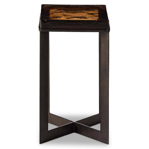 Home Fashion Lennie Cast Glass End Table Amber By Four Hands