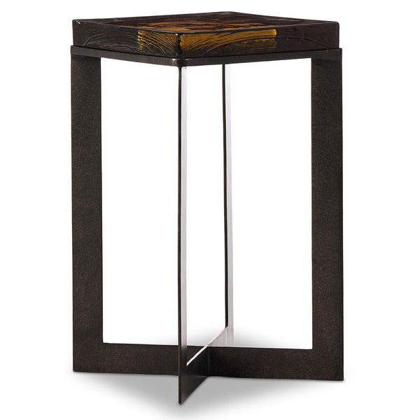 Home Fashion Lennie Cast Glass End Table Amber By Four Hands