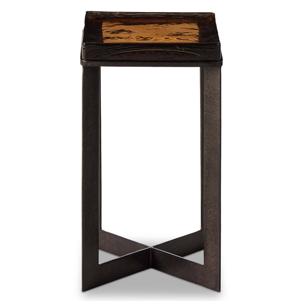 Home Fashion Lennie Cast Glass End Table Amber By Four Hands