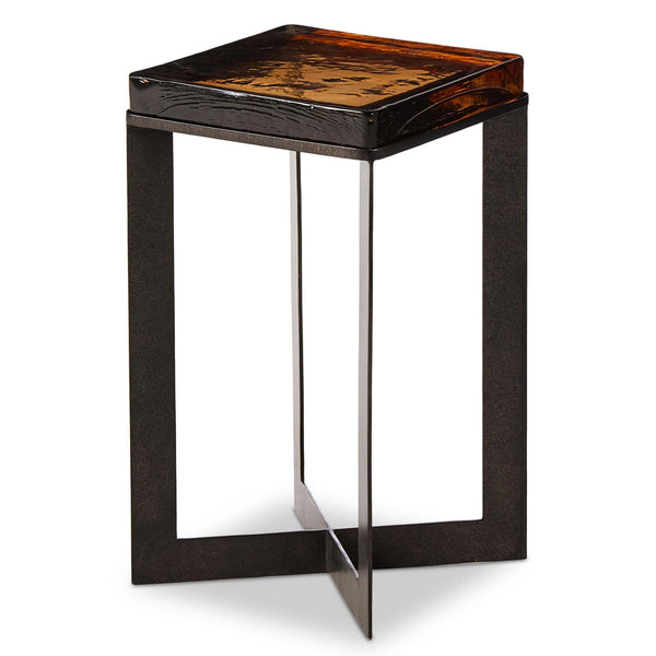 home fashion Lennie Cast Glass End Table Amber by Four Hands
