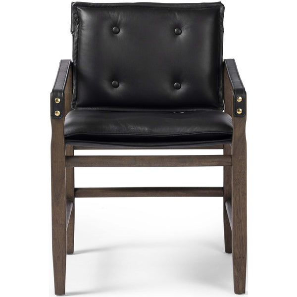 Home Fashion Lenz Leather Dining Arm Chair Carson Black By Four Hands