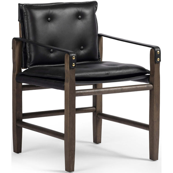 home fashion Lenz Leather Dining Arm Chair Carson Black by Four Hands