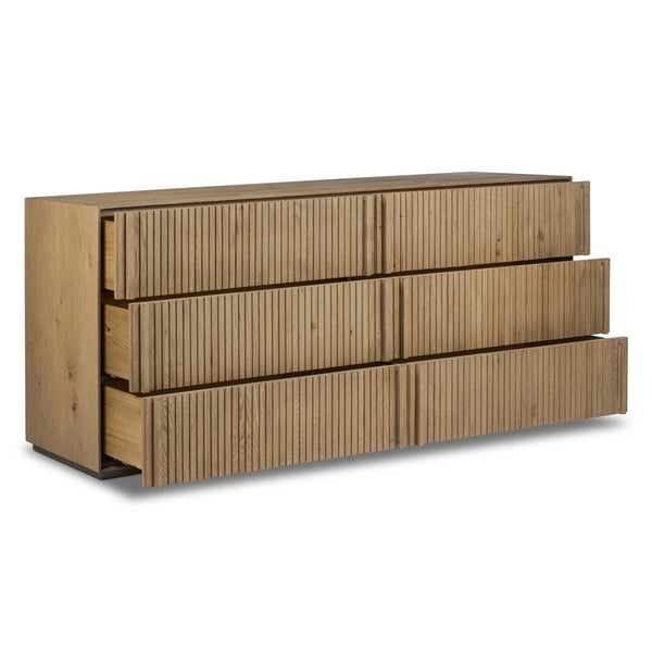 Home Fashion Leo 6 Drawer Dresser Rustic Light Natural By Four Hands
