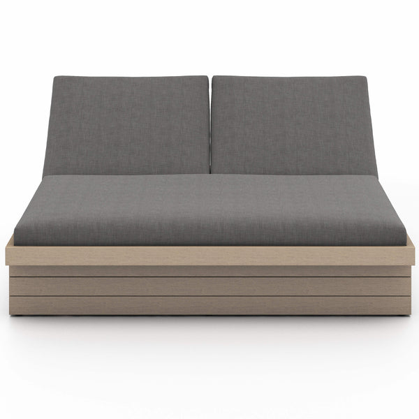 Home Fashion Leroy Outdoor Double Chaise Charcoal/Washed Brown By Four Hands