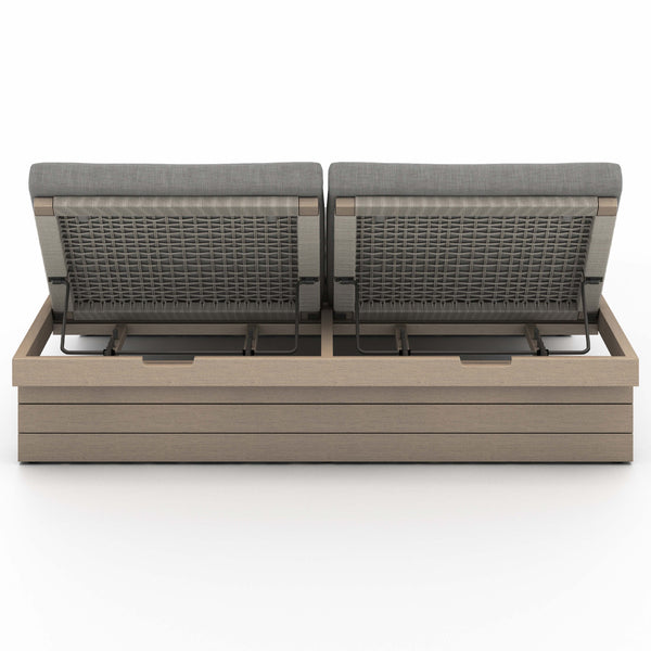 Home Fashion Leroy Outdoor Double Chaise Charcoal/Washed Brown By Four Hands