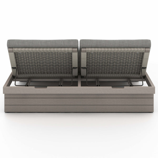 Home Fashion Leroy Outdoor Double Chaise Charcoal/Weathered Grey By Four Hands