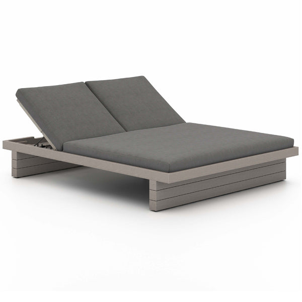 home fashion Leroy Outdoor Double Chaise Charcoal/Weathered Grey by Four Hands