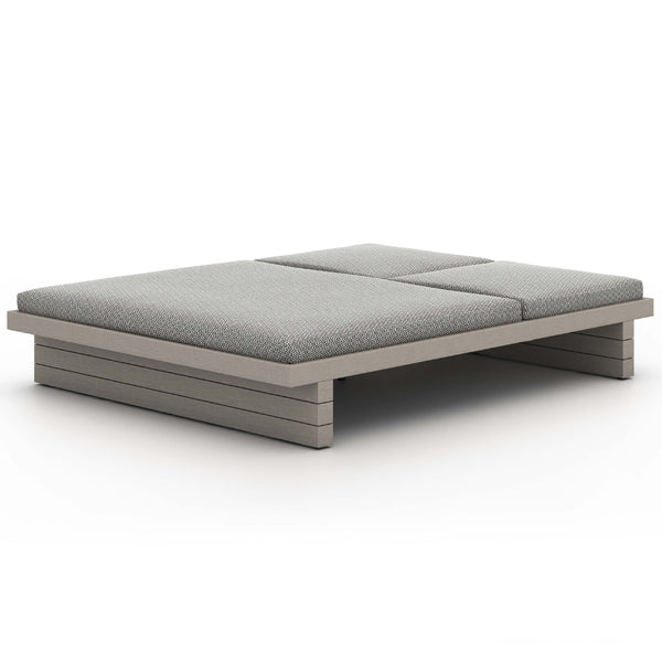 Home Fashion Leroy Outdoor Double Chaise Faye Ash/Weathered Grey By Four Hands