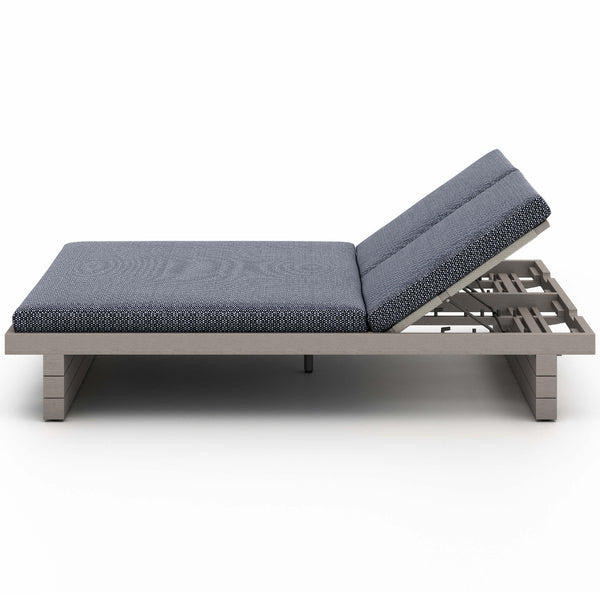 Home Fashion Leroy Outdoor Double Chaise Faye Navy/Weathered Grey By Four Hands